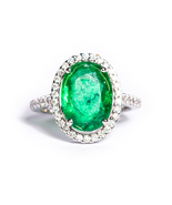 4 ct emerald and diamond engagement ring/9k white gold emerald statement... - £3,235.13 GBP+