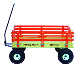 LARGE Amish Handcrafted Valley Road Steel Frame Classic Wood Wagon, ORANGE - £254.83 GBP