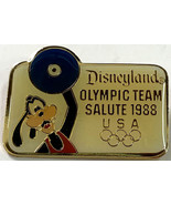 1988 Disneyland Olympic Pinback - Goofy Weightlifting - £6.84 GBP