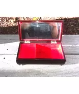 1970's Japanese Black Lacquer Musical Jewelry Box with Red Velvet Interi... - $45.00