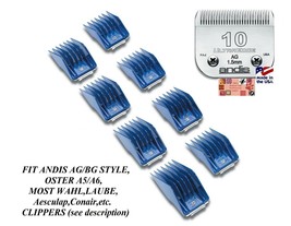 Andis 8 Attachment Comb&amp;Ultraedge 10 Blade Set*Fit Oster A5 A6 Wahl Km Clippers - £54.75 GBP