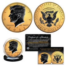 24K Gold 2-Sided 2022 Jfk Half Dollar Coin Black Ruthenium - Denver Mint - £14.75 GBP