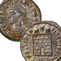 Constantine II. RARE in RIC! Choice AU. Silvered! Campgate Roman Empire Coin - £147.74 GBP