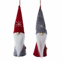 Kurt Adler Set Of 2 Santa Dwarf Nordic Gnomes w/SNOWFLAKE Hats Xmas Ornaments - £10.29 GBP