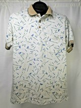 VTG K.T. Golf Mens M White Golf Pattern Polyester/Cotton Short Sleeve Po... - $23.99