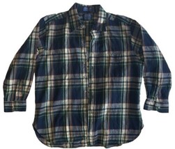 Pendleton 100% Virgin Wool Womens Button Up Shirt Blue Plaid Made USA Size XL - $16.82