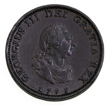 1799 Great Britain Farthing Coin in Extra Fine Conditon KM # 646 - $78.71