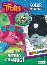 Bendon Trolls Don&#39;t Be Smug, Give a Hug 48-Page Color by Number Coloring Book - £5.50 GBP