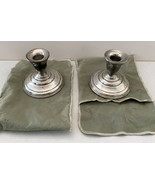 Pair of Sterling Silver Weighted 80 Candlestick Holders w/ Pouches ~ Ant... - $39.99