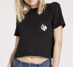 NWT Volcom Womens Short Sleeve Pocket Dial Tee Black Size L - £14.80 GBP