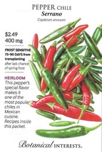 GIB Pepper Chile Serrano Heirloom Vegetable Seeds Botanical Interests  - £7.04 GBP