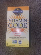 Garden of Life Vitamin Code Raw D3 2 000 IU 60 Vegetarian Caps  Dairy-Free 4/24 - £14.46 GBP