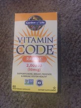 Garden of Life Vitamin Code Raw D3 2 000 IU 60 Vegetarian Caps  Dairy-Free 4/24 - $18.49