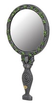 Wicca Triple Moon Spiral Goddess with Magical Ivy Leaves Sculptural Hand Mirror - £27.13 GBP