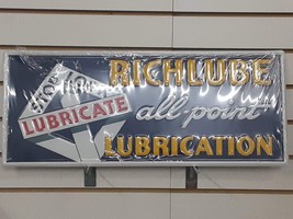 RICHLUBE All-Point Lubrication Embossed 23.5in x 9in Metal Sign - Garage... - £36.89 GBP