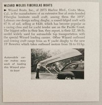 1951 Magazine Photo Wizard Fiberglass Boats Made in Costa Mesa,CA - £6.41 GBP