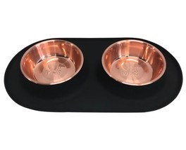 Messy Mutts Dog Silicone Double Feeder With Copper Large - £56.93 GBP