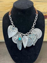 A Rare Bird women's coin charm necklace with cheetah leather closure size One - $107.32 CAD