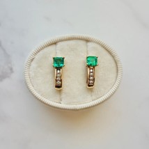 3.00Ct Asscher Cut Simulated Emerald Stud Earrings 14k Yellow Gold Plated Women - £89.05 GBP