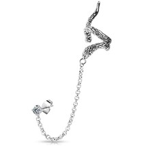 Snake Ear Cuff Chain to Lobe Post Stud Stainless Steel Cosplay Larp Earring - £9.58 GBP
