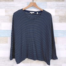 Vince Relaxed Dolman Sleeve Tee Navy Blue White Pencil Stripe Casual Women Large - $39.59