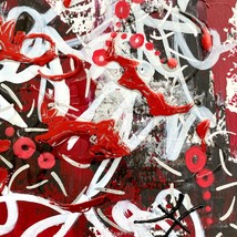 Red with Graffiti -Original Wall Art Handmade Mixed Media Matted Painting 8&quot;x10&quot; - £38.55 GBP