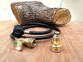 4ft Extension Propane Hose w/ Gauge &amp; Tank Adapter Converts POL LP Tank ... - $28.99