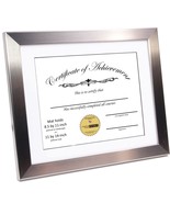 Stainless Steel Finish Diploma Frame - Displays 8.5x11 w/Mat or 11x14 wi... - $62.41 CAD
