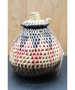 Vtg Zulu Kingdom Lidded Basket Hand Woven Pattern South Africa Original ... - $927.89 MXN