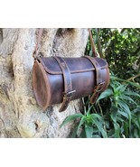 Small Handmade Greek Leather Barrel Bag - £53.89 GBP