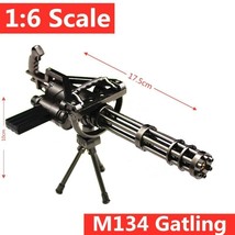 1/6 Scale M134 Gatling Machine Gun Alloy Model Weapon Toys Barrel Rotatable - £52.12 GBP
