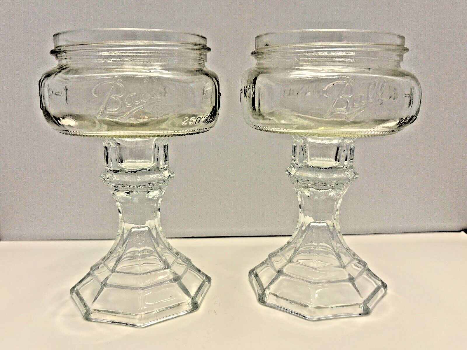 Wine Glasses Ball Mason Jar Redneck Goblets Set of 2 Stemmed Glass 6 Inches Tall - $21.37