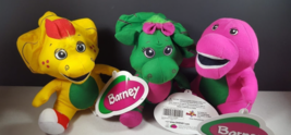 Barney &amp; Friends Set of 3 Purple Bbop Plush 7&quot; Vintage BJ Dinosaur Stuffed Doll - £26.68 GBP