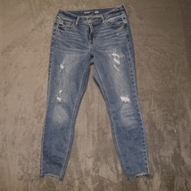 Old Navy Jeans 6 Womens Regular Size Blue Denim Rockstar Super Skinny Distressed - £11.89 GBP