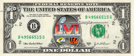 Super Bowl 56 on a REAL Dollar Bill Rams Bengals NFL Cash Money Collecti... - £7.10 GBP