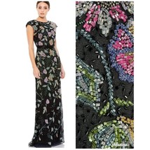 MAC DUGGAL Floral Beaded Cap Sleeve Evening Gown 5229 Black Multi NWT Size 6 - $303.88