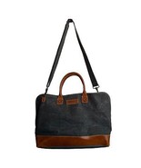 Canvas and Leather Large Rustic Distressed Style Charcoal Gray Tote - $44.55