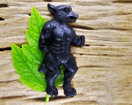 Black Werewolf Lycanthrope Focal Bead Pendant, Handcarved Necklace Cente... - £19.16 GBP