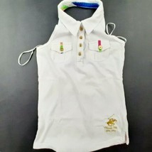 Beverly Hills Polo Club Girls Halter Top Size L 6X White Poly-cotton Ble... - $8.41