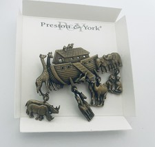 Preston &amp; York Noah&#39;s Ark and Animals Metal Pin Brooch New in Box - £15.02 GBP