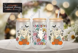 Spooky 16oz Can, 16oz Glass Can with Ghouls Wrap, Let&#39;s Go Ghouls Design, Hallow - £14.38 GBP