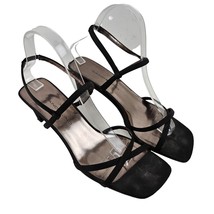 Bandolino Shoes Womens 8 M Black Wiley Strappy Heels Square Toe Slingback - £14.27 GBP