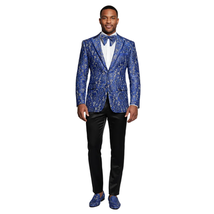 Men Insomnia Manzini Blazer Stage Performer Singer Prom MZN137 Royal Blue Lace image 9
