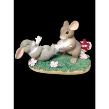 Fitz and Floyd Charming Tails Tickled Pink Mouse with Mushroom Figurine - £11.82 GBP