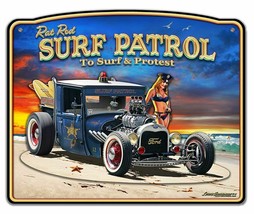 1929 Rat Rod Surf Patrol by Larry Grossman 3D Plasma Metal Sign - $50.00