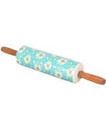 Pioneer Woman ~ Stoneware ~ Rolling Pin ~ FLEA MARKET ~ Acacia Wood Handles - £35.39 GBP