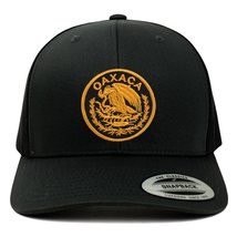 Trendy Apparel Shop Oaxaca Mexico Patch 6 Panel Trucker Mesh Cap - Black - Gold  - £19.76 GBP