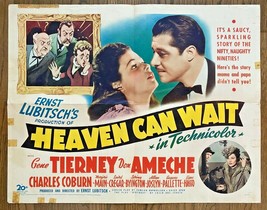 Ernst Lubitsch&#39;s HEAVEN CAN WAIT (1943) Half-Sheet Gene Tierney &amp; Don Am... - $250.00