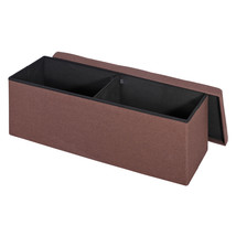 43&quot; Stable Storage Bench,Folding Footrest Stool Toy Chest For Living Room, Brown - £54.11 GBP