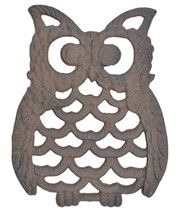 Decorative Cast Iron Trivet Owl Hot Pad Kitchen Decor Table 7.75&quot; Long - £11.46 GBP